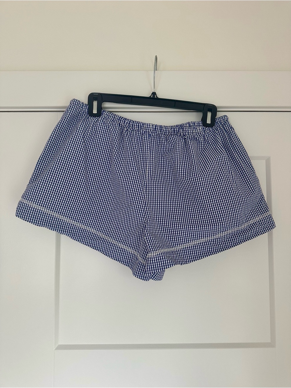 Cruise drawstring short in gingham cotton poplin Sz M - Picture 7 of 8